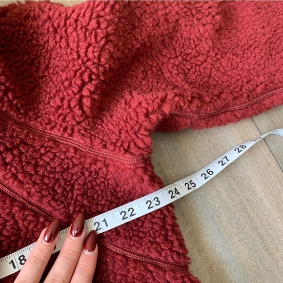 Lululemon Scuba wool Oversized Sherpa 1/2 Zip Savannah burgundy red size M/L - Picture 11 of 12